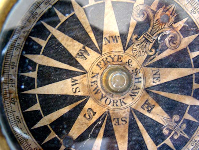A rare Small Boat Dry-Card Compass by Frye & Shaw of New York circa 1837-1845